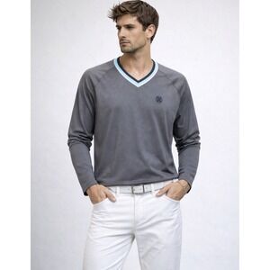 NEW! G/FORE Golf  V-Neck Pullover Sweatshirt Gray  SZ Large